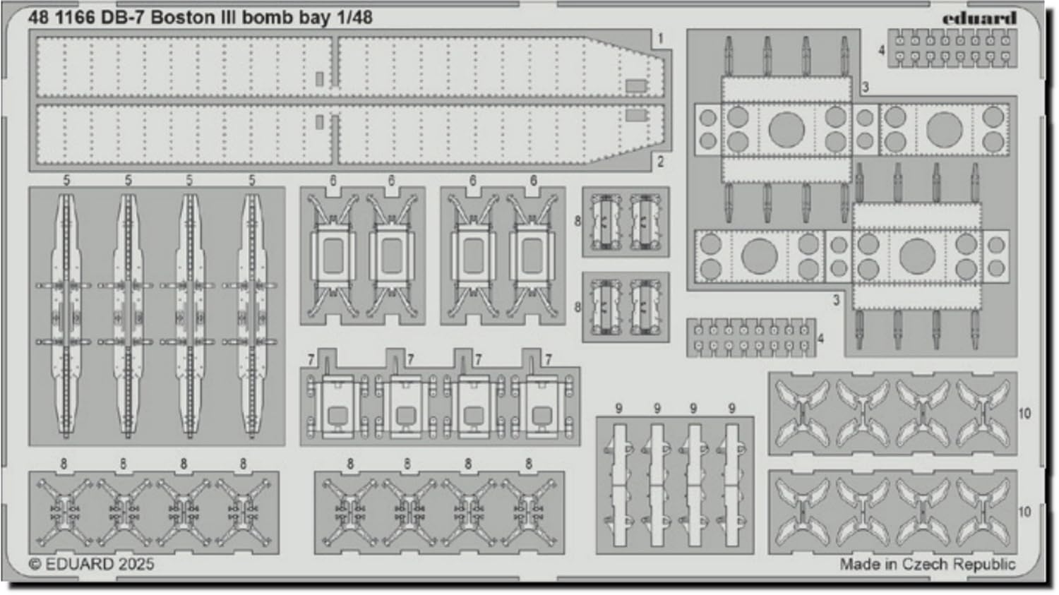 

Эдуард Бостон III Отсек для бомб Фототравление Детали HK Пластиковые детали модели EDU481166 1/48 DB-7 (для модели) (Самолет)