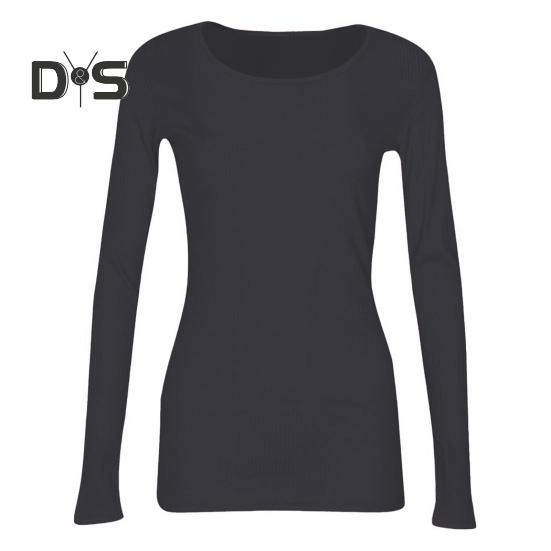 Pullover Tops Women Ribbed Long Sleeve Bottoming Top Regular Fit Lightweight Crew Neck Shirt Daily Wear