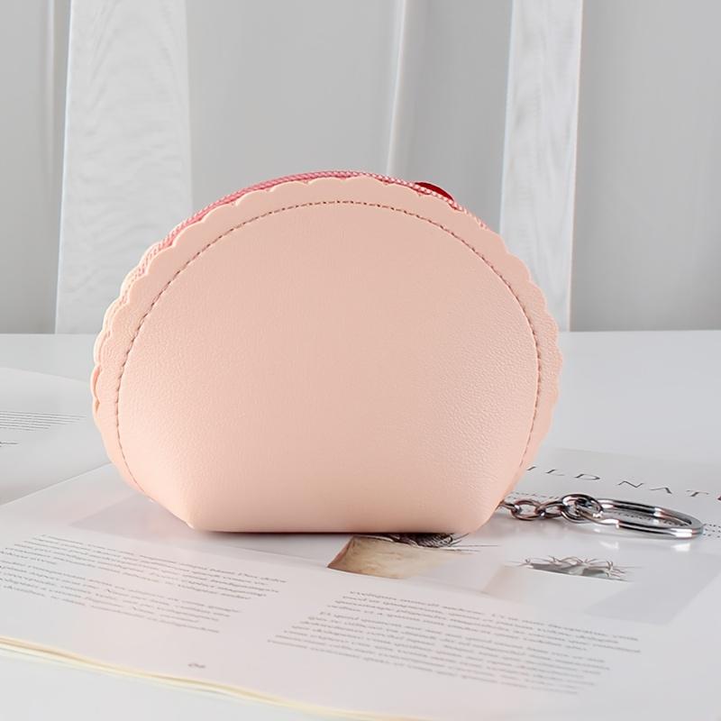 Girl's PU Leather Cartoon Strawberry Cake Heart Pattern Coin Purse Mini Cute Wallets With Keychain Outdoor Money Cards Storage Handbags