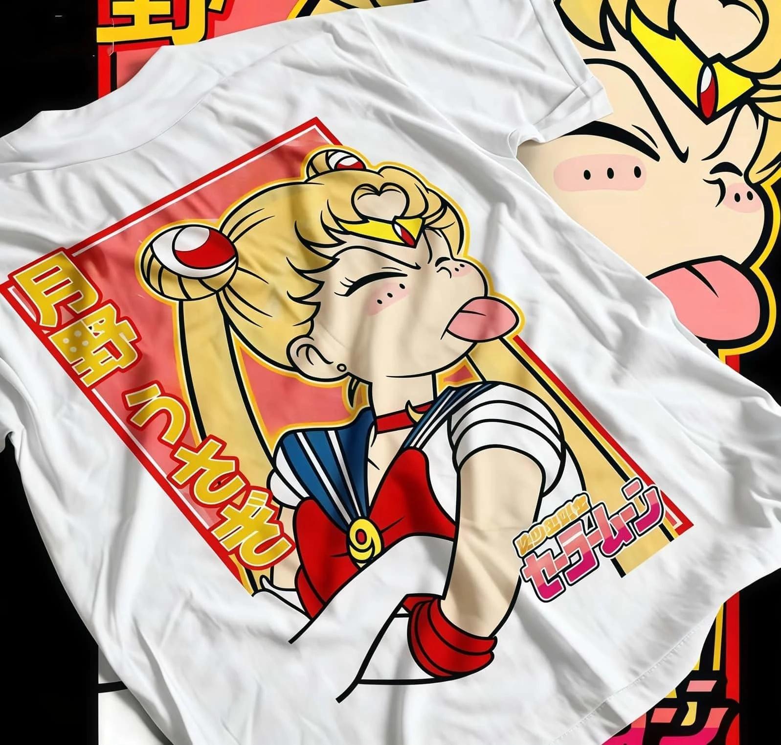 

Adult and Childrens Monthly Hare Tsundere Face Cotton Tshirt Sailor Moon Quirky Expression Pack Niche Personality Top S
