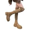 Belt Buckle Khaki Boots Women's New Autumn and Winter Two-wear Folded Thick-soled Knight Boots Over the Knee Thin Boots