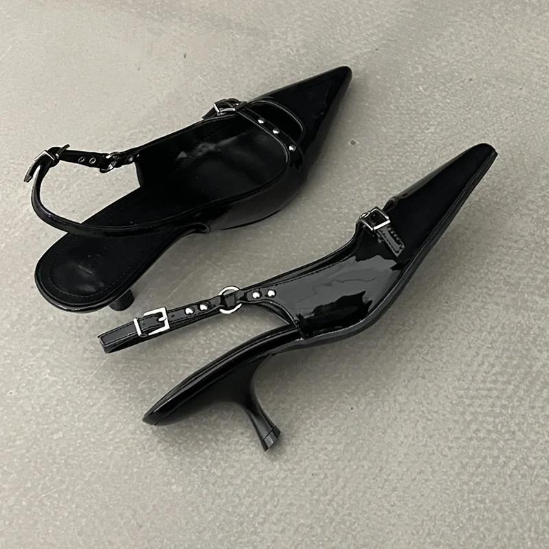 

Fashion Pointed Toe Women Sandals Summer Mid Heels Fashion Shoes Dress Elegant Woman Pumps 2025 Trend Heeled Shoes Sexy Mujer Zapatos 34 чёрный