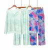 Modal tie-dyed pajamas sets women's homewear 2pcs suit long sleeve Tops and Pants Fashion thin nightwear casual sleepwear clothing