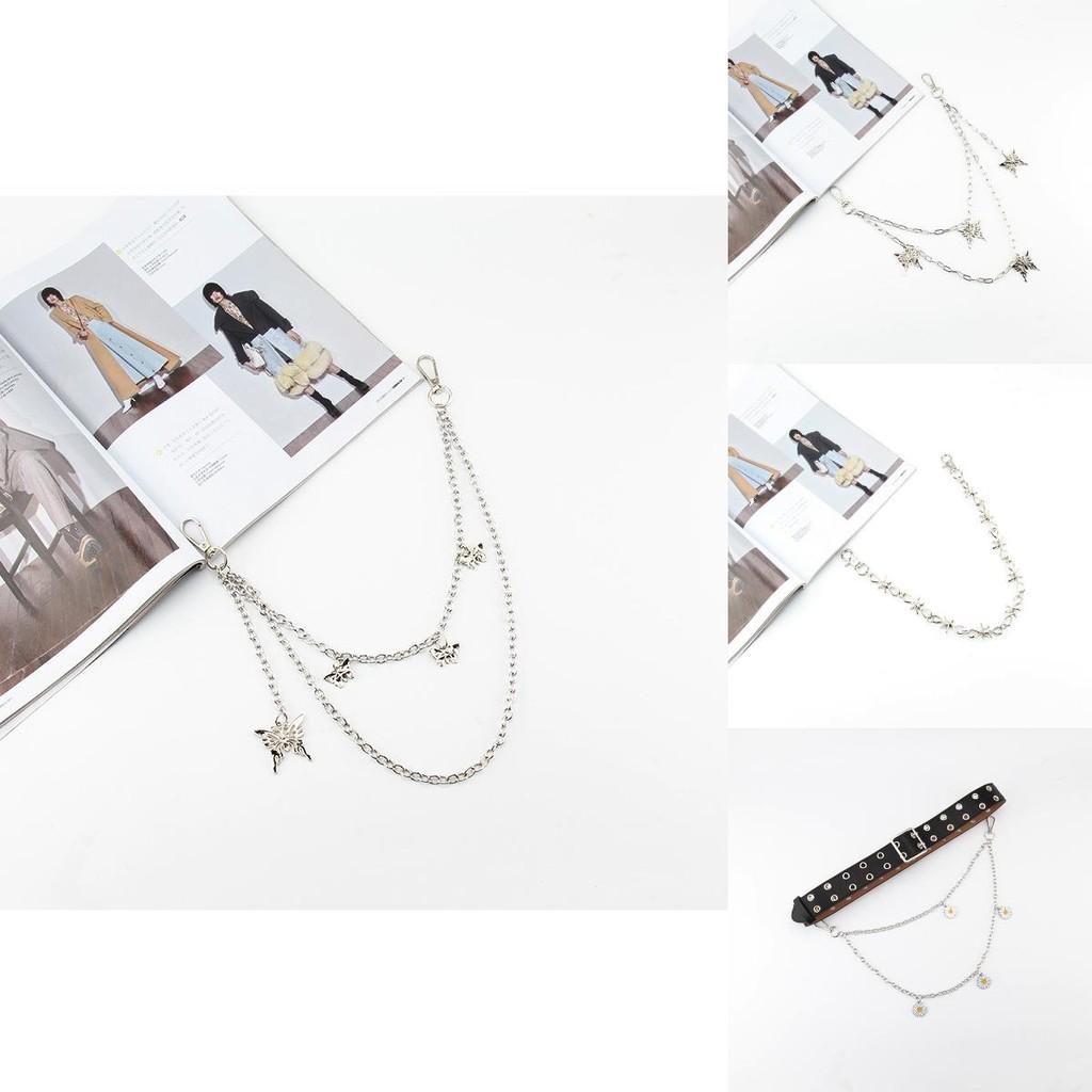 Fashion Double Breasted Design Women Waist Belt And Butterfly Metal Decor Chain For Street Fashion