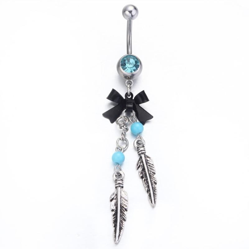 Fashion Bowknot Dream Catcher Feather Navel Ring Belly Rings Sexy for Women Body Piercing Jewelry