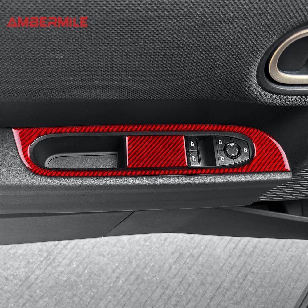 Weißes Carbonfaser-Aufkleberpanel für Mini Cooper S F66 2024 2025 Auto Tür Fensterheber Schalter Rahmen Innenraum Auto Teile LHD RHD