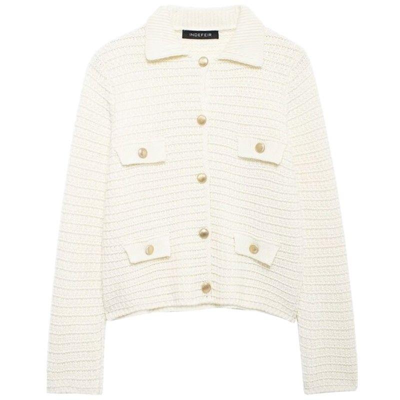 Fashion Style 2024 Autumn New Arrival Women's Stylish Commuter's All-Matching Long Sleeves Lapel Knitting Outwear 6427121