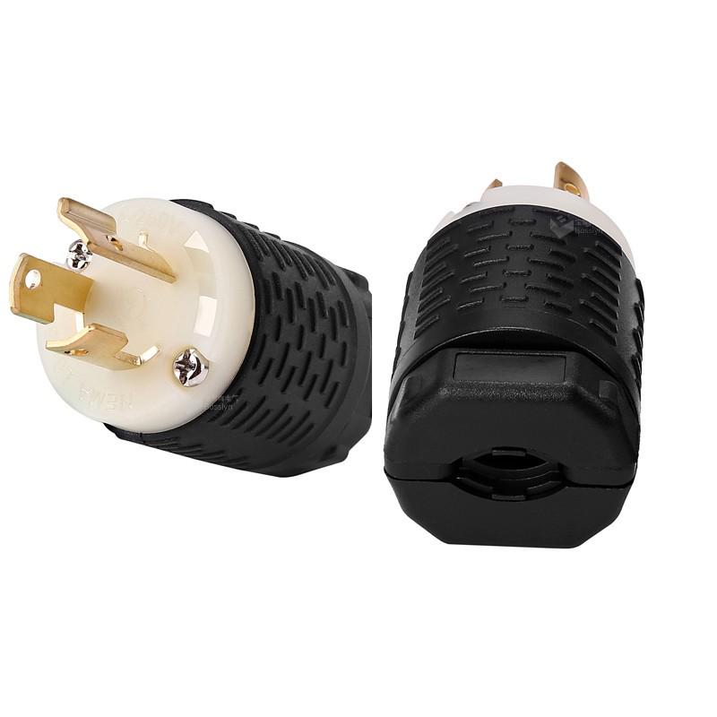 תקע נעילה אמריקאי NEMA L6-15, 15A 250V, תקע אמריקאי תלת-פיני נגד משיכה