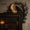 Seasonal Home Ornaments Halloween Raven Moon Door Corner Decor, Spooky Dead?Tree Crow Wall Hanging Gothic Aesthetic Gifts Ornament, Mystical