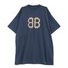 BALENCIAGA 739028 Navy 24 Year BB Logo Oversized T-Shirt tops 4 NavyUsed