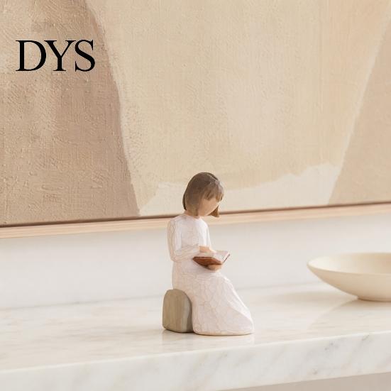 Unique Literary Statue Angel Reading Book Statue, Resin Desk Decor for Lovers, Scratch-resistant Desktop Young Girl Figurine Bookshelf, Healing