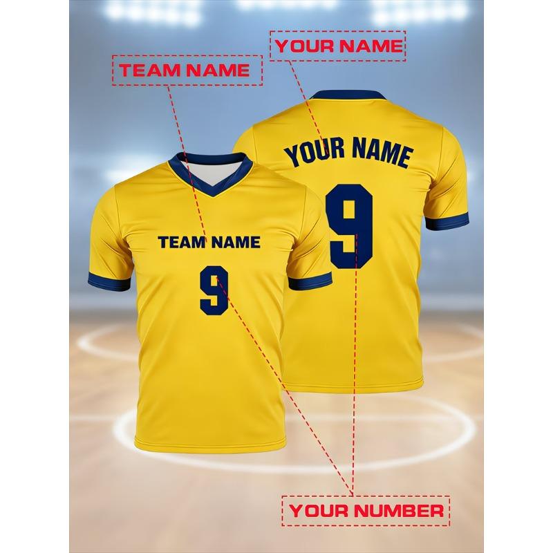 Soccer Jersey For Men's T-shirts V Neck Short Sleeve Sports Uniform Tops