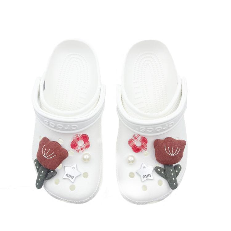 Crocs Classic Clog EVA Flower Fun Niche Design Hole Shoes Unisex White