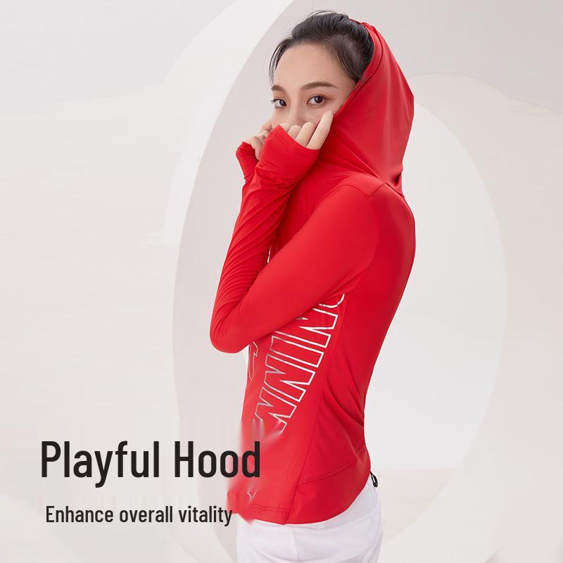 Damen Schnelltrocknender Kapuzen-Sonnenschutz-Pullover - Modische Dünne Langarm-Sportjacke für Laufen & Fitness