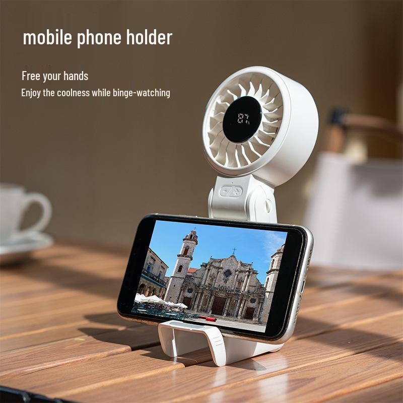 Rechargeable Portable Mini Handheld & Stand Fan with Digital Display - Outdoor High-Speed Essential