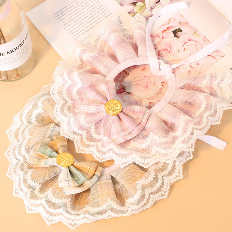 Christmas Pet Saliva Pocket Playful Cute Delicate Lace Bow Cat Collar Head Cover Cat Circle Small Dog Scarf