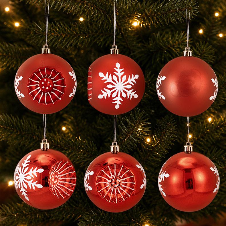 Red Electroplated Embossed Christmas Tree Ornament Pendant