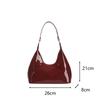 Glossy Shoulder Bag Fashion PU Leather Solid Color Messenger Bag Purse Women Shoulder Bag Hobo Handbag AVE