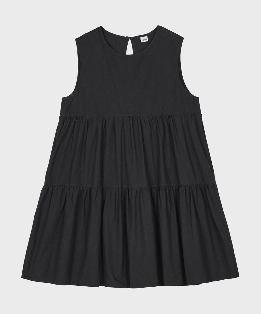 BELLOL Tiered Shirred Mini Dress Black