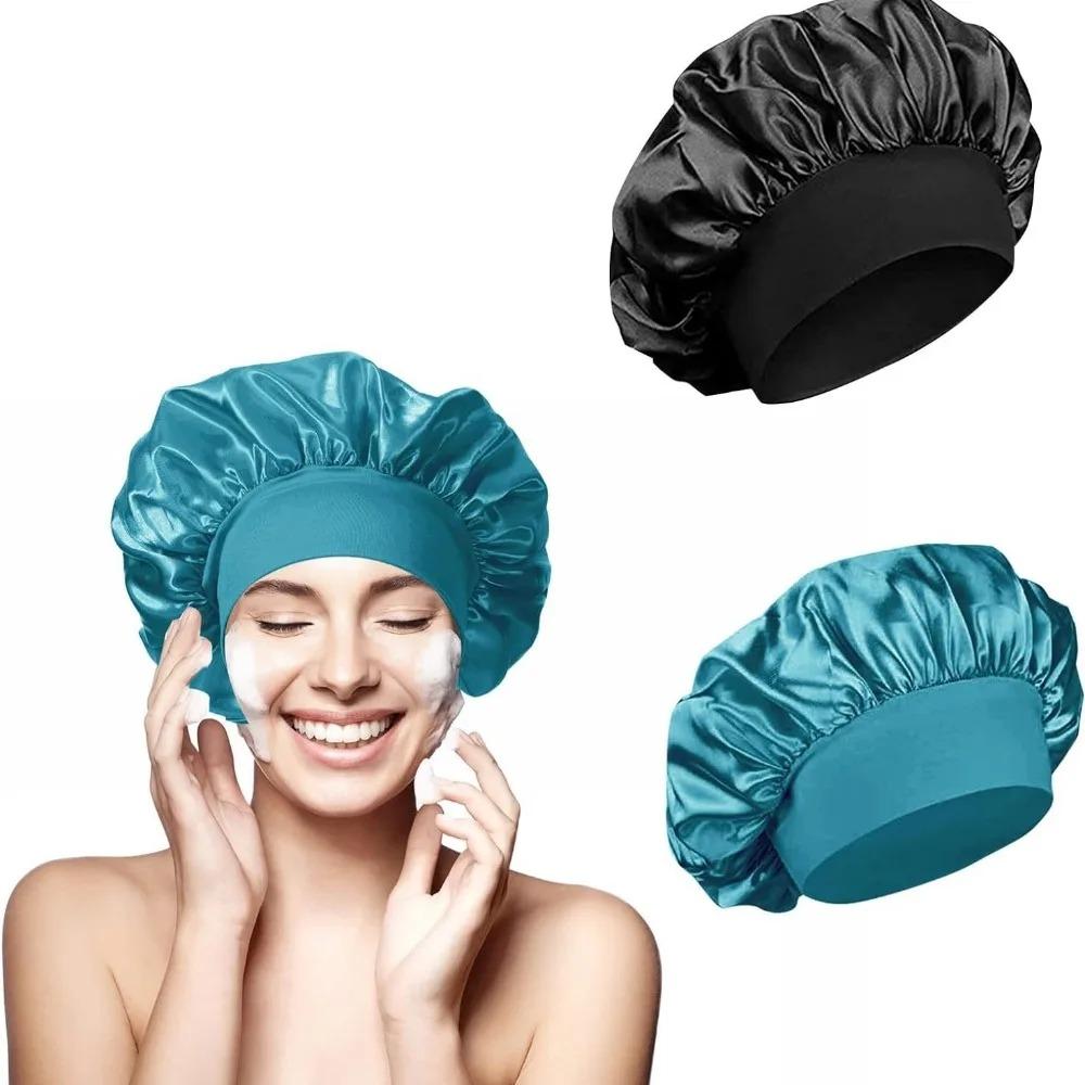 Solide Satin-Schlafhaube Haartuch Elastisches Band Schmaler Kopfbindeband Rand Badezimmer Duschhaube Zum Schlafen Damen Dusche Haarpflege