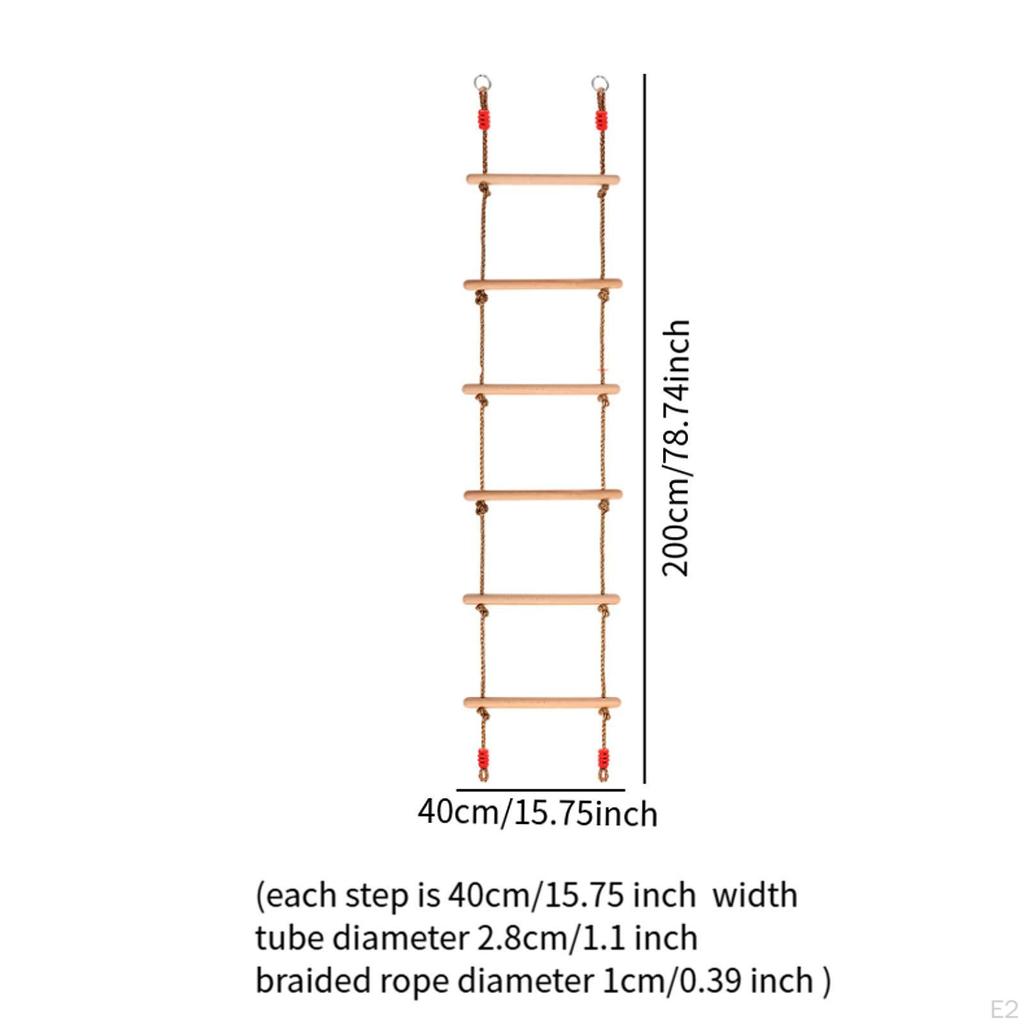 Wooden Swing Rope Ladder Hanging Fitness Toy Lightweight Obstacle for Child