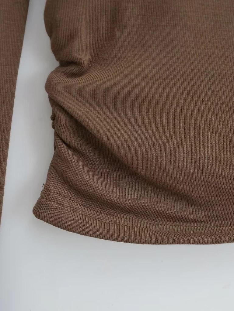 Women's Retro Halter Neck Long Sleeve Fleece Lined Top
