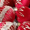 12pcs/set 8CM Christmas Ball Ornaments Sparkling Flocking Christmas Spheres Plastic Velvet Xmas Window Decor