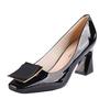 High heels women's 2024 summer new soft leather not tired feet thick heels shallow mouth single shoes women's Korean version pointed work women's sh