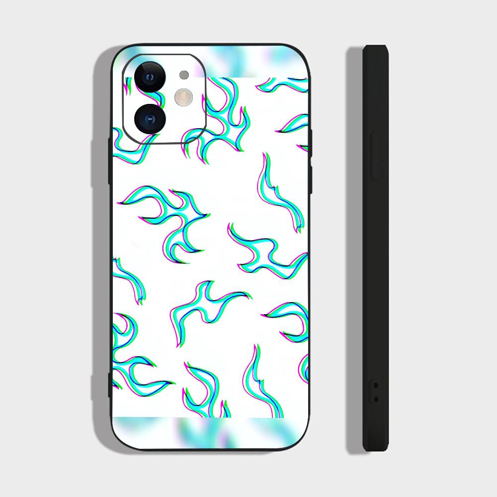 Fire For IPhone 13,17,11,12,16,14,15,Plus,Pro Max Soft Silicone Black Phone Case