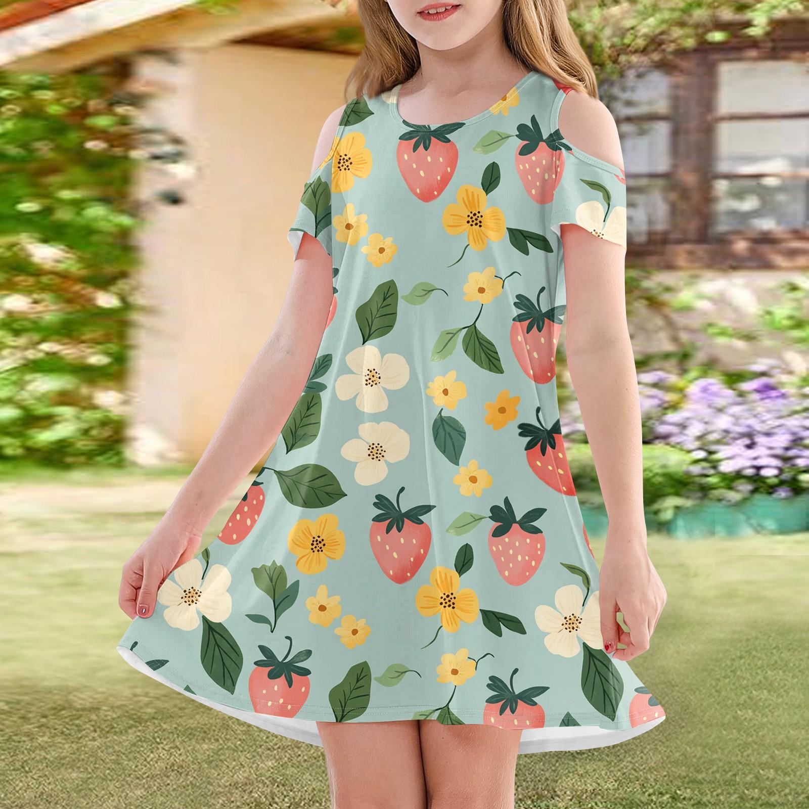 Girls  A-Line Dress -Summer Sleeveless Casual Sundress Toddler Dress 140 зелёный