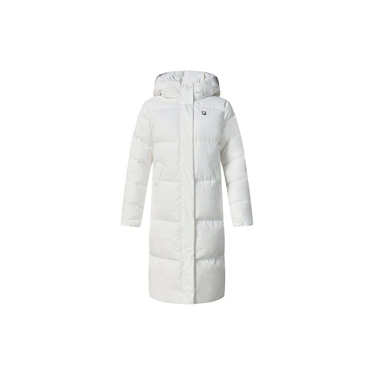 

FILA Athletics Series Basic Hooded Warm Solid Long Down Jacket Women Outerwear Jade-White A11W242908F-WT S