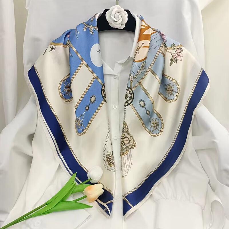 Blue Begonia Mulberry Silk Square Scarf