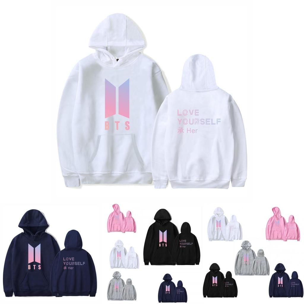 Bluza z kapturem Kpop Bts Bangtan Boys Love Yourself Her Bawełniana w stylu casual i sportowym