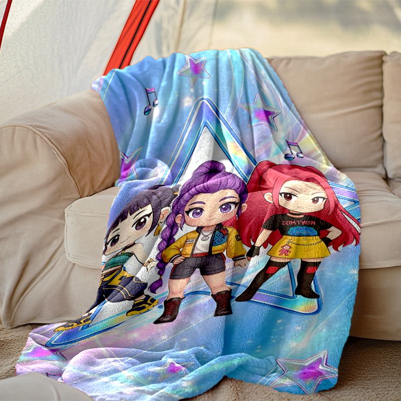 [1pc Kpop Demon Hunters Blanket] All-Season Blanket - Cozy Blanket for Sofa Couch Home Decoration, Digital Printed Nap Blanket