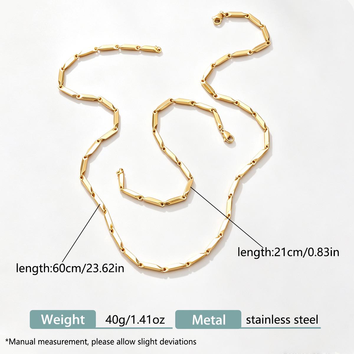 18K Gold Hip Hop Herren Edelstahl Halskette mit Bambusgelenk und Rauten-Melonensamen Design beige