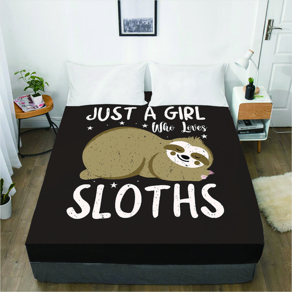 Bedding 3D Printed Animal Sloth Pattern Bed Sheet Mattress Cover Elastic Fitted Sheet 3 Piece Set Home Textile