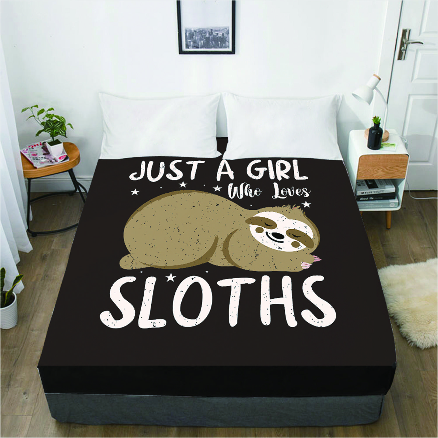 

Постельное белье с 3D-принтом в виде животного ленивца, простыня, чехол для матраса, эластичная простыня на резинке, комплект из 3 предметов, домашний текстиль 120cmX200cmX30cm