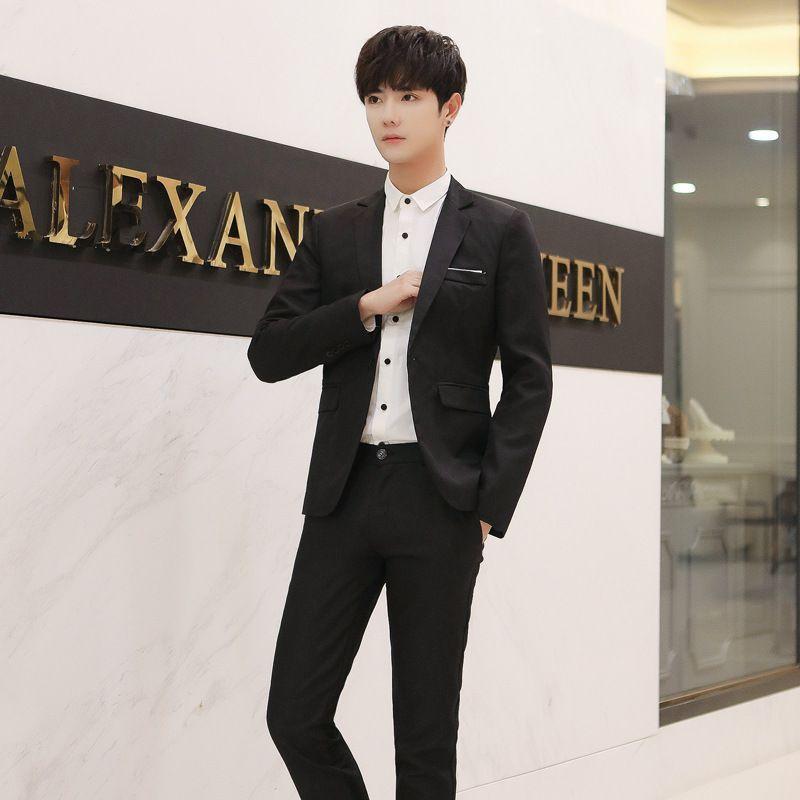 Men's Suit Korean Version of Youth Slim Fit Solid Color Single-row One-button Small Blazer