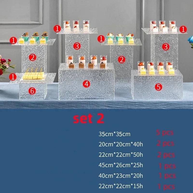 Acrylic Transparent  Dessert Rack Buffet Table Food Tray Rack Cake Tray Table Buffet Tea Break Stand Cake Display Dishes Plates