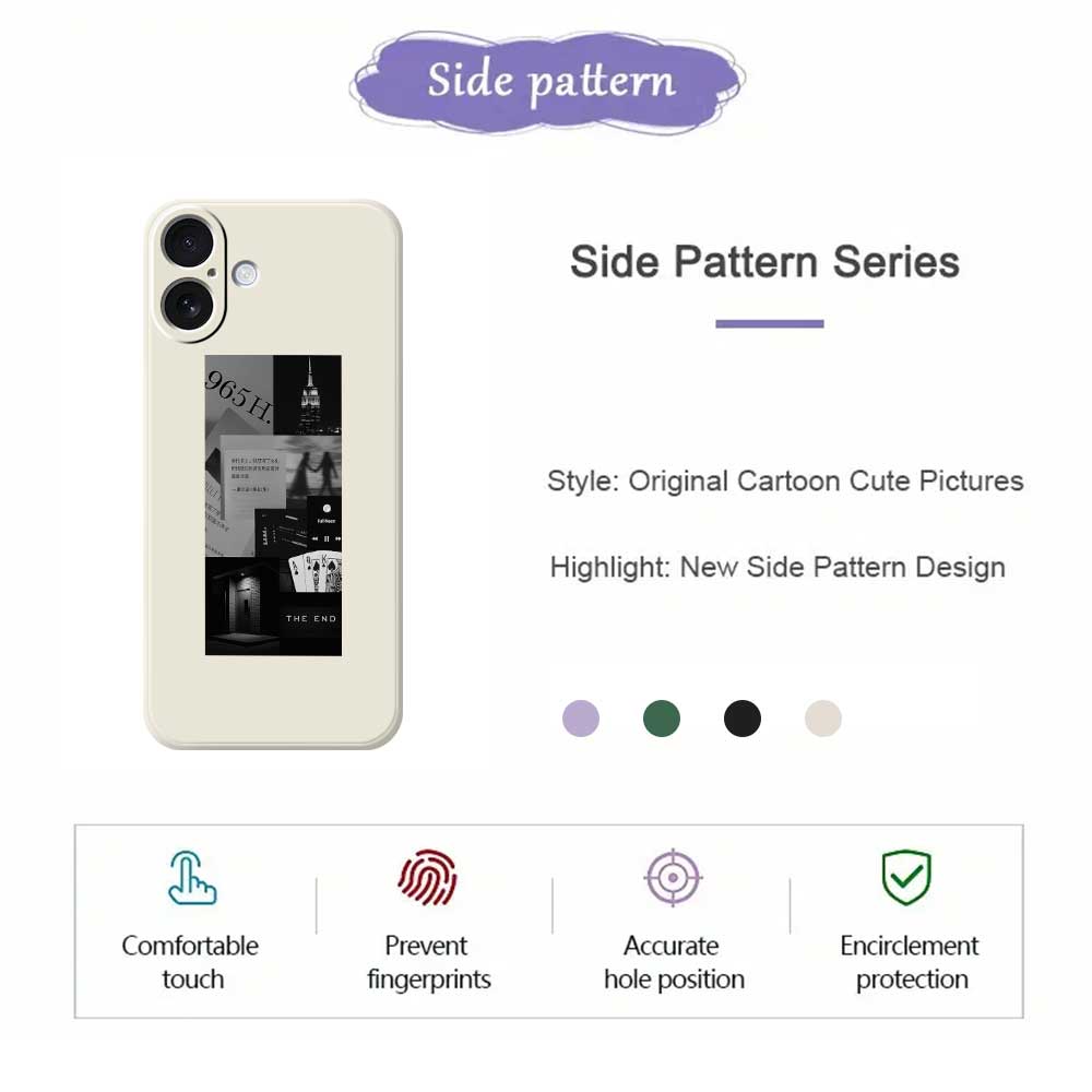 For iPhone 17 Case Stitching Photos Pattern Printing Straight Edge TPU Phone Back Cover