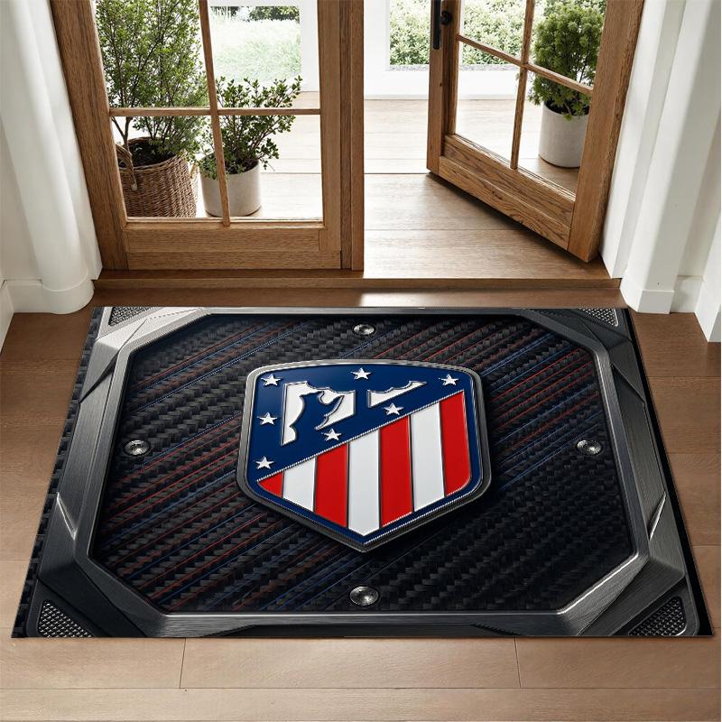 Atletico Madrid Design Crystal Velvet Rug Soft Decorative Mat for Bedroom Entrance