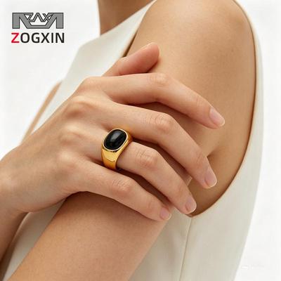 Kreuz Bestseller 18K Goldbeschichteter Edelstahl Schwarzer Harzring: Luxuriöses, Retro, Farbechtes Fingerzubehör