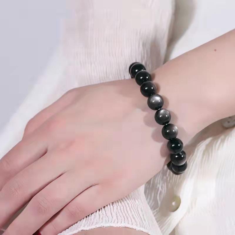 Natural Rainbow Eye Obsidian Bracelet Ice  Obsidian Gold Obsidian Silver Obsidian Crystal Bracelet Ornaments Gift