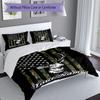 3PC Custom Name American Flag Deer Camo Bedding Set Duvet Cover Closure Includes 1 Duvet Cover & 2 Pillowcases for Bedroom