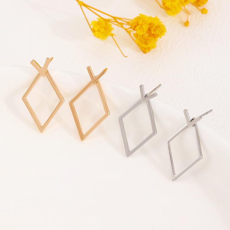 Geometric Rhombus Double Layer Combination Design Earrings For Women Simple Fashion Daily Accessory Party Jewelry Birthday Gifts