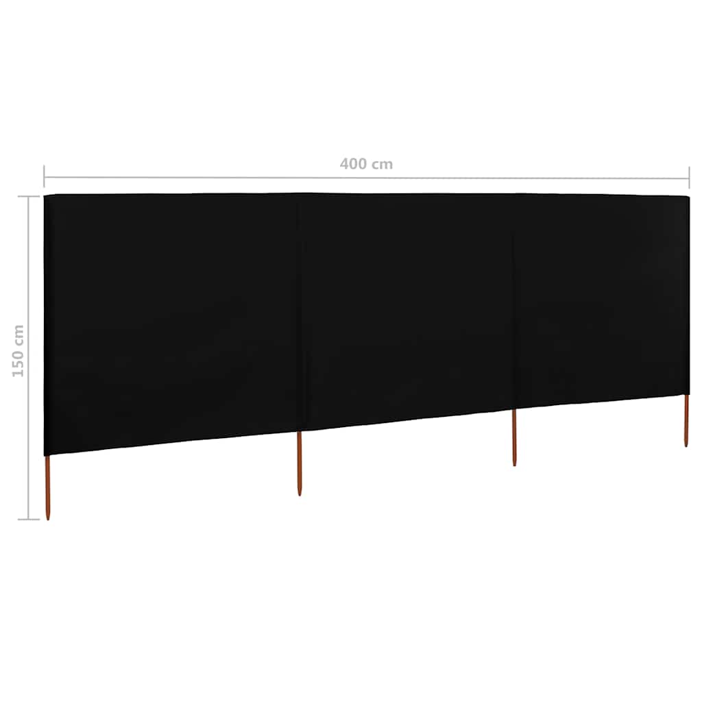 3 Piece Windscreen Mesh 400 X 120 Cm Black