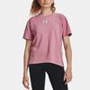 Under Armour Crest Letter Print Round Neck Drop Shoulder Short Sleeve T-Shirt Women T-Shirts Pink 1379391-697