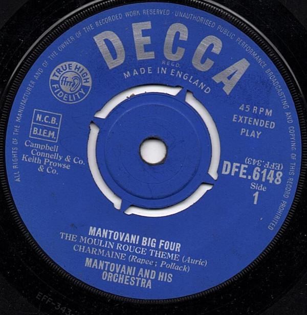 

7inch Record MANTOVANI & HIS ORCHESTRA - Mantovani s Big Four DFE6148 Decca - UK Pop Used