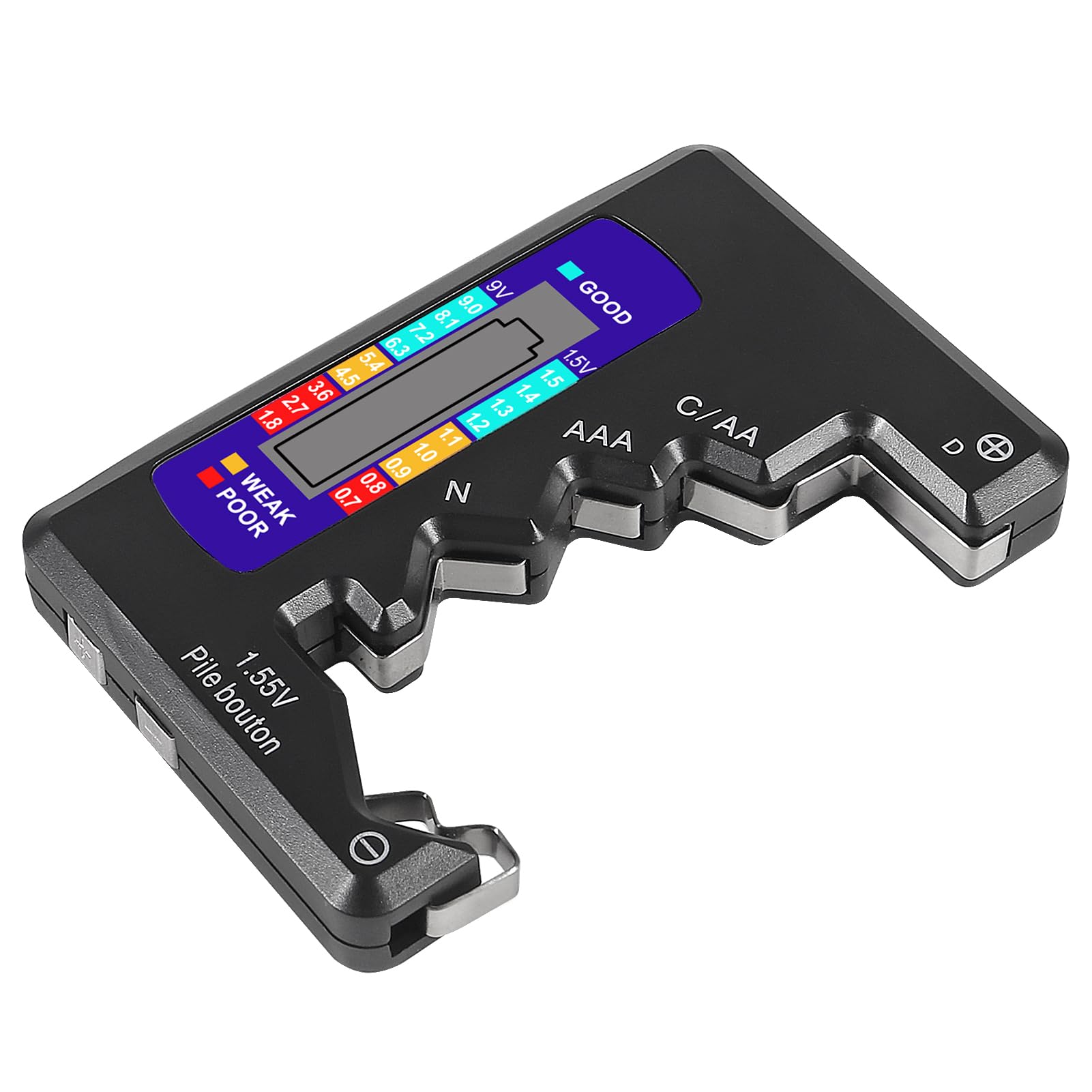 

Digital Battery Tester LCD Display Digital Checker Universal Battery Tester Volt Tester for AA/AAA 1.5V Button Cell Battery чёрный