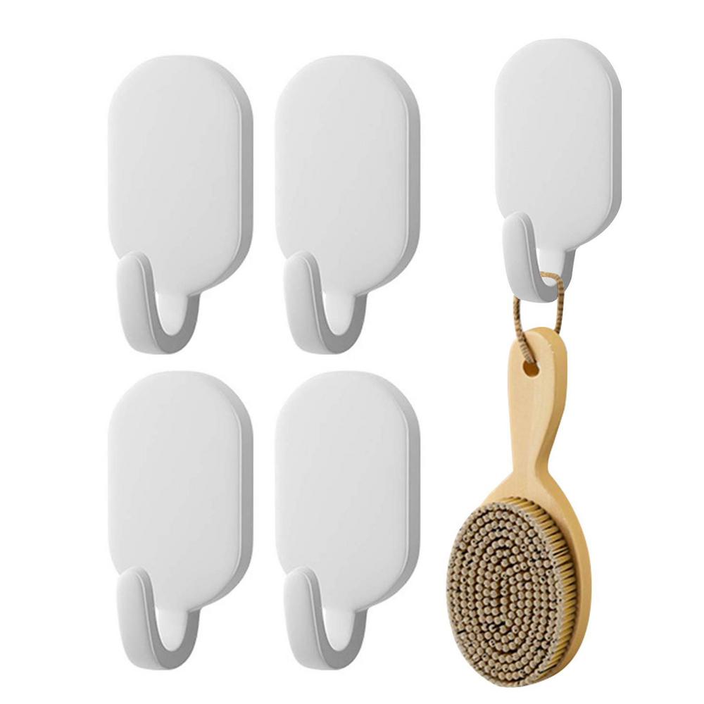 Bathroom Wall Hooks Towel Hanger Kitchen Hooks Towel Holder Wall Mounted 5 Pcs Utensil Holder Coat Hooks No Drilling Adhesive